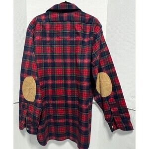 Vintage Pendleton Wool Flannel Shirt Macpherson Red Tartan Elbow Patch Large USA